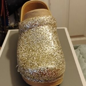 Dansko Gold Glitter Clogs